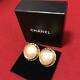 Authentic Chanel Earrings Vintage Pearl Clip-on Goldtone Cc Logo Used Ce0006
