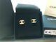 Authentic Chanel Classic Cc Logo Crystal Gold Tone Earrings Studs Small