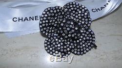 Authentic Chanel Crystal & Black Rose Brooche Beautiful & Chanel Ribbon