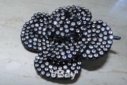Authentic Chanel Crystal & Black Rose Brooche Beautiful & Chanel Ribbon