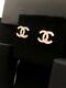 Authentic Chanel Gold Tone Cc Logo Crystal Studs Earrings