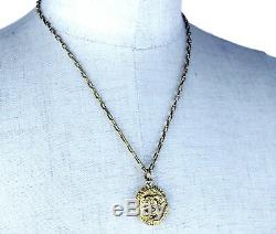Authentic Chanel Paris Gold Tone Chain Necklace CC Logo Pendant with 10gm France