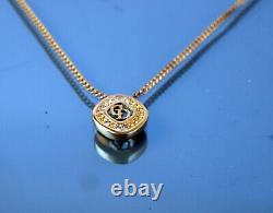Authentic Christian Dior CD Logo Gold Tone Chain Necklace Stone Pendant 6 gm