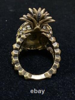 Authentic GUCCI Crystal Studded Pineapple Cocktail Ring sz M