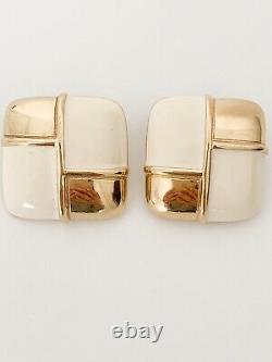 Authentic Givenchy Vintage Gold Tone Square Enamel Earrings Excellent Beautiful