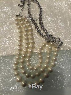 Authentic Kate Spade Pearly Glow Statement Gorgeous Pearl Crystal Necklace Nwt
