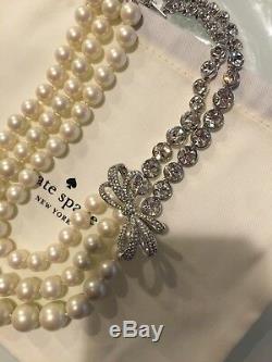 Authentic Kate Spade Pearly Glow Statement Gorgeous Pearl Crystal Necklace Nwt