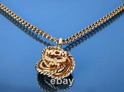 Authentic MCM Vintage Gold Tone Chain Accessories Necklace Logo Floral Pendant