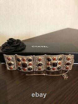 Authentic New CHANEL RUNWAY Cuff Bracelet Gripoix Glass Gold Plated