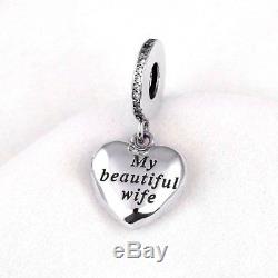 Authentic PANDORA-Charm My Beautiful Wife, Forever&Always 925 Ale Valentine's Day