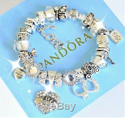 Authentic Pandora Bracelet Silver with My Beautiful Wife European Charms New