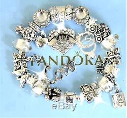 Authentic Pandora Bracelet Silver with My Beautiful Wife European Charms New