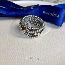 Authentic Pandora Silver 14k Gold Diamond Entangled Beauty Ring Size 52 #190242D