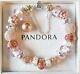 Authentic Pandora Sterling Silver 8.3 Charm Bracelet Rose Gold Faberge Beads