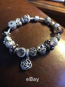 Authentic Pandora Sterling Silver Bracelet with ALE 925 Charms
