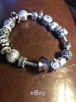 Authentic Pandora Sterling Silver Bracelet with ALE 925 Charms