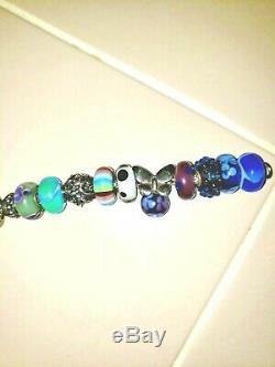 Authentic Trollbeads Bracelet with Mexico Dichoric Silver Lock 9, 22 Beads