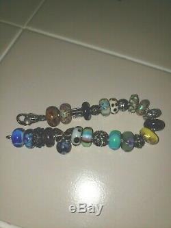 Authentic Trollbeads Bracelet with Mexico Dichoric Silver Lock 9, 22 Beads
