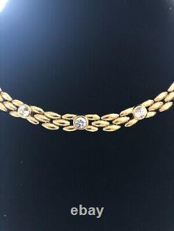 Authentic Vintage Christian Dior Panther Link Austrian Crystal choker necklace