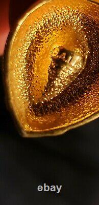 Authentic Vintage Swarovski Gold Tone Chain & Pendant Large Clear Crystal Penda