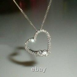 Awesome Round Cut Simulated Diamond Forever Heart Pendant 14k White Gold Plated
