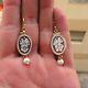 Beautiful Antique Style Shell Cameo Earrings Italy Natural Shell Pearl