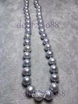 BEAUTIFUL Natural SOUTH SEA Gray Pearl Necklace AAA 10-9mm