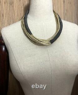 BRUNELLO CUCINELLI LONG MONOLI & Leather Necklace. BEAUTIFUL New with Tag