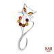 Baltic Amber Sterling Silver 925 Jewelry Brooch Beauty Cat, Kab-51