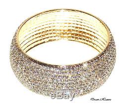 Beautiful 10 Row Gold Diamante Crystal Bangle Diamonte Bracelet
