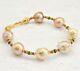 Beautiful 12mm Japanese Kasumi Pearl Bracelet With Emerald And Ruby Stones 9ct