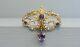 Beautiful 14k Gold Amethyst Seed Pearl Victorian Style Pin