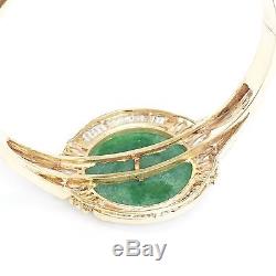 Beautiful 14K Yellow Gold Jade Hinged Ladies Bangle Bracelet 53 MM B71