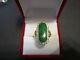 Beautiful 14k Yellow Gold Jade And Czs Ring Size 6 1/4