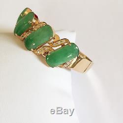 Beautiful 14K Yellow Gold hinged Jade ladies Bangle Bracelet B91