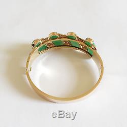Beautiful 14K Yellow Gold hinged Jade ladies Bangle Bracelet B91