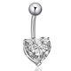 Beautiful 14k White Gold Over 3ct Diamond Love Heart Belly Navel Button Ring