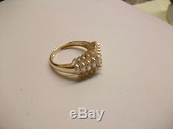 Beautiful 14k Yellow Gold Cubic Zirconium Dinner Ring Size 8 Marquise & Round