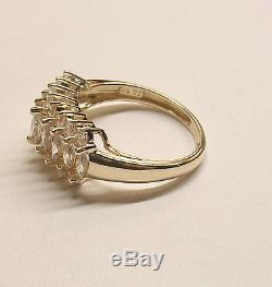 Beautiful 14k Yellow Gold Cubic Zirconium Dinner Ring Size 8 Marquise & Round