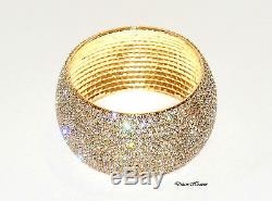 Beautiful 15 Row Gold Diamante Crystal Bangle Diamonte Bracelet