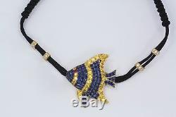 Beautiful 18Kt Gold Diamonds & Sapphire Fish Bracelet