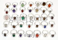 Beautiful 200 Pieces Natural Mix Gemstone Silver Plated Designer Ring Jewelry
