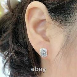 Beautiful 2.00Ct Baguette Cut VVS1/D Diamond Stud Earrings 14k White Gold Finish