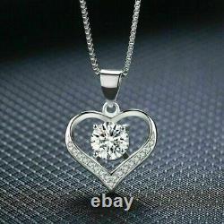 Beautiful 2.00 Ct Round Cut Diamond Heart Shape Pendant 14K White Gold Finish