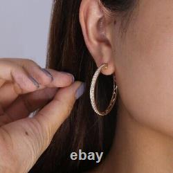 Beautiful 2.00 Ct Round Cut Diamond Huggie Hoop Earrings 14K Yellow Gold Finish