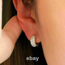 Beautiful 2.00 Ct Round Cut Diamond Huggie Hoop Earrings 14k White Gold Finish