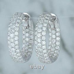Beautiful 2.60 Ct Round Cut Diamond Hoop Huggie Earrings 14K White Gold Finish