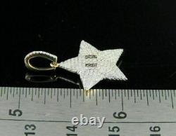 Beautiful 2 Ct Round Cut Diamond Star Pendant 14K Yellow Gold Finish Free Chain