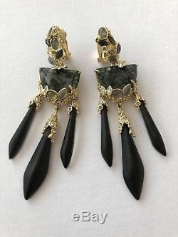 Beautiful Alexis Bittar Imperial Crystal Lace Drop Clip-on Earrings, Black