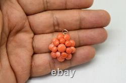 Beautiful Antique Natural Untreated Coral and Brass Pendant
